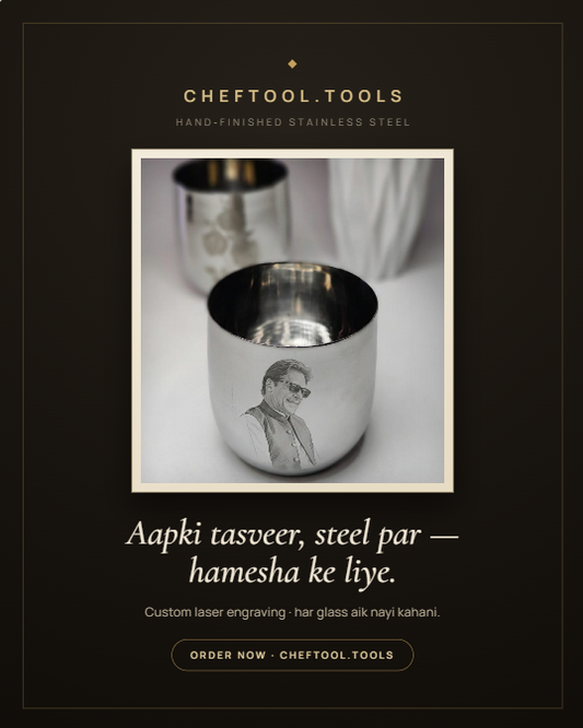 Custom laser-engraved steel gift with personal photo — ChefTools Pakistan