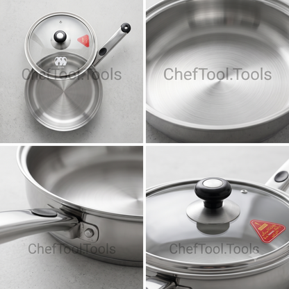 ProBase Frypan – Heavy Duty Double Bottom SS Frying Pan | Induction + Gas Compatible