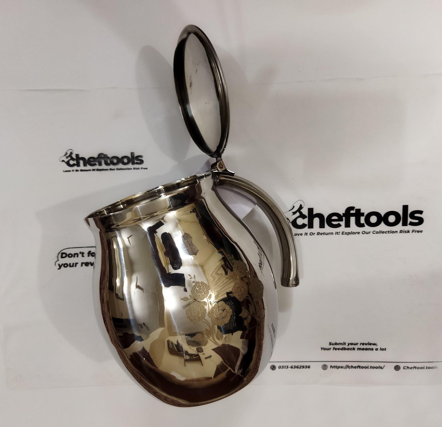 Modern Stainless Steel Jug with Laser Crafting