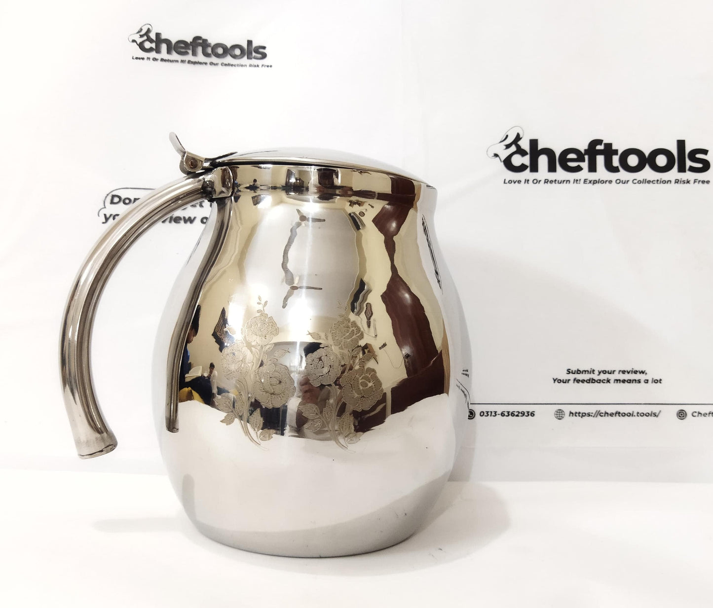 Modern Stainless Steel Jug with Laser Crafting