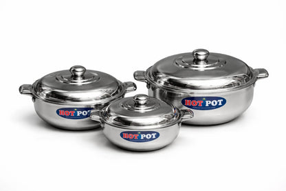 ChefTools Hot Pot stainless steel casserole with lid closed, double handles