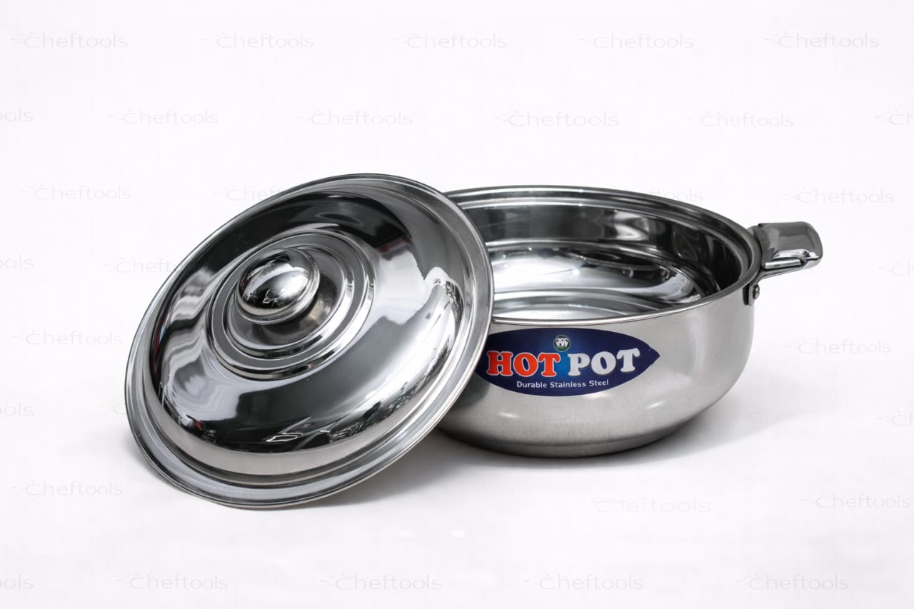 ChefTools Hot Pot stainless steel casserole with lid open
