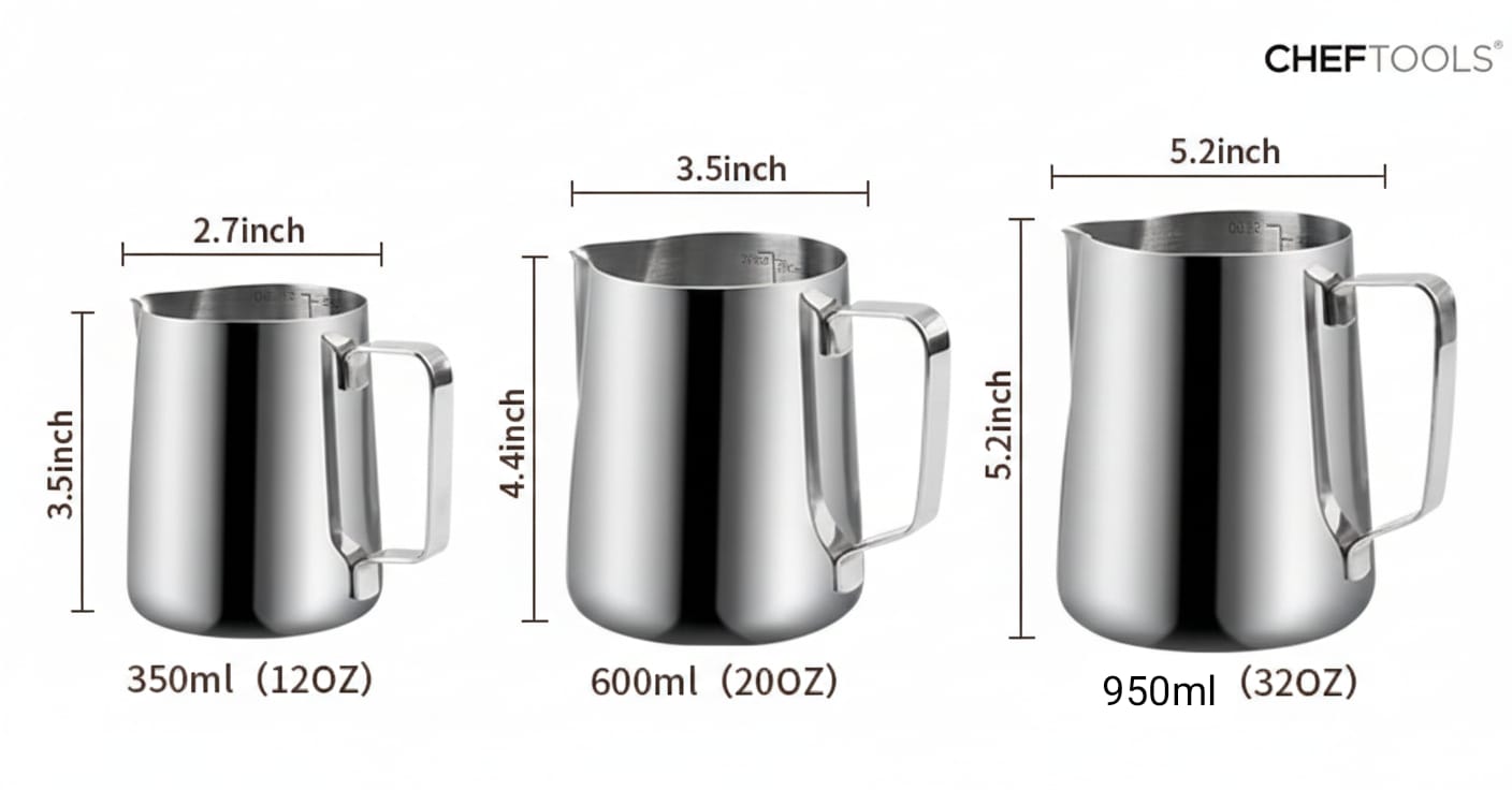 ChefTools Crema Pitcher stainless steel milk frothing jug