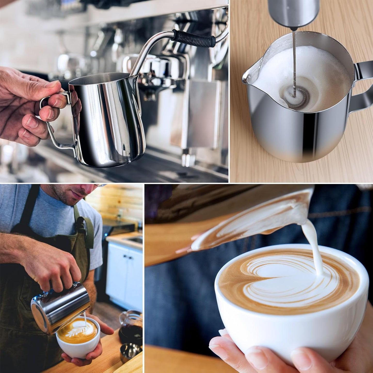 ChefTools Crema Pitcher barista lifestyle collage latte art