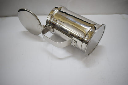 Stainless Steel Beer Mug - lid open showing interior