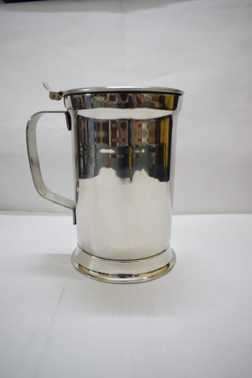 Stainless Steel Beer Mug - lid and handle detail