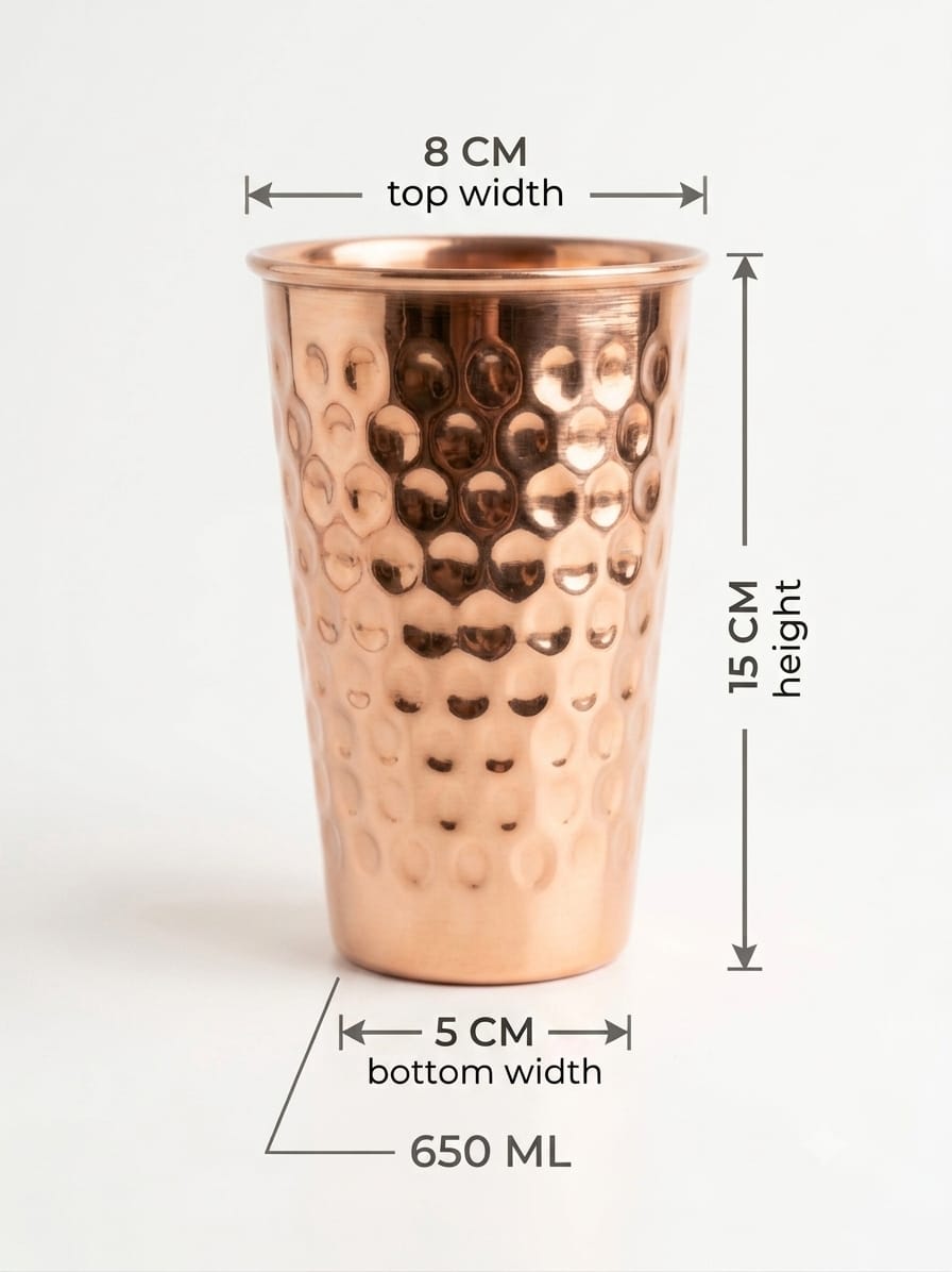 Hammered Copper Glass - rim close-up