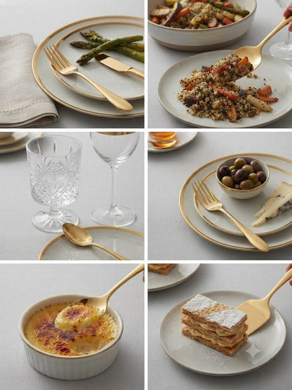 Zafran Gold Cutlery Set – 29 Piece Non-Magnetic Stainless Steel with Stand | PVD Gold Finish