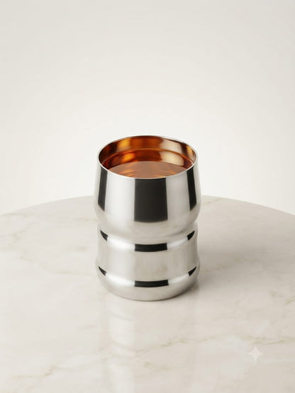 Barrel Steel Glass Set – 6Pc Stainless Steel Water Glasses | Mirror Polish | 400ml