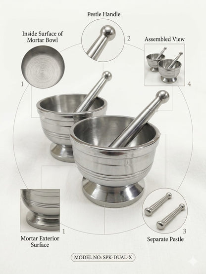 Stainless Steel Mortar &amp; Pestle – Kharl Dasta Series | ChefTools