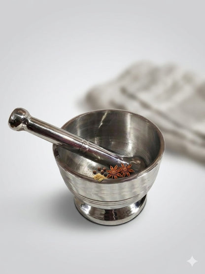 Stainless Steel Mortar &amp; Pestle – Kharl Dasta Series | ChefTools