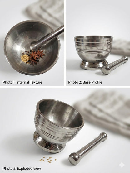 Stainless Steel Mortar &amp; Pestle – Kharl Dasta Series | ChefTools