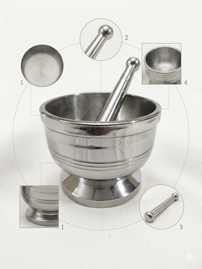 Stainless Steel Mortar &amp; Pestle – Kharl Dasta Series | ChefTools