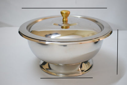 Salan Saver stainless steel serving bowl with measurement guide lines