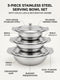 Daawat Serving Bowl Set – 3-Piece Stainless Steel with Lids | 800ml, 900ml, 1100ml