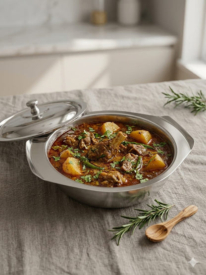 Daawat Bowl Set – Dual Flanged Handles & Polished Mirror Finish