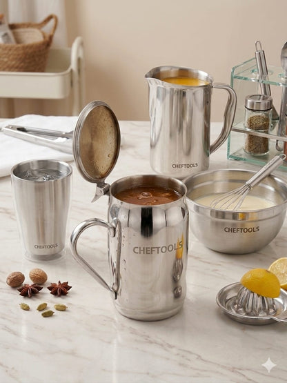 Crema Steel Mug Design 3 – Dark Mirror Finish | 700ml Coffee Mug | ChefTools