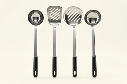 Rasoi 4-Piece Kitchen Tool Set – Stainless Steel with Black Grip Handles | ChefTools