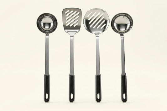Rasoi 4-Piece Kitchen Tool Set – Stainless Steel with Black Grip Handles | ChefTools