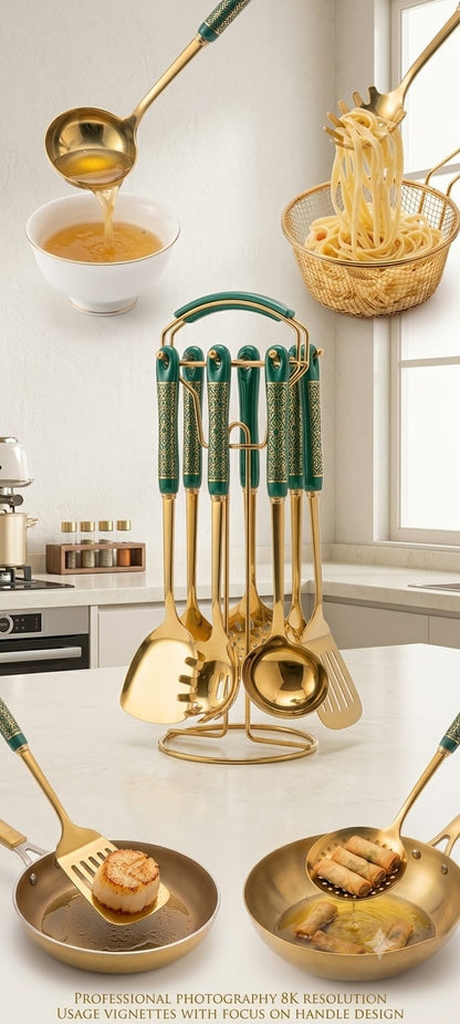Royal Kitchen Tools Set - gold stainless steel cooking set colour option