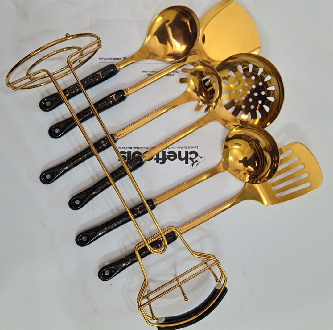 Royal Kitchen Tools Set - 7 piece gold cooking set colour variant