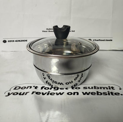 Steel serving bowl set with glass lid - kitchen lifestyle