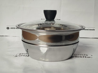 Stainless steel bowl set with glass lid - serve and store