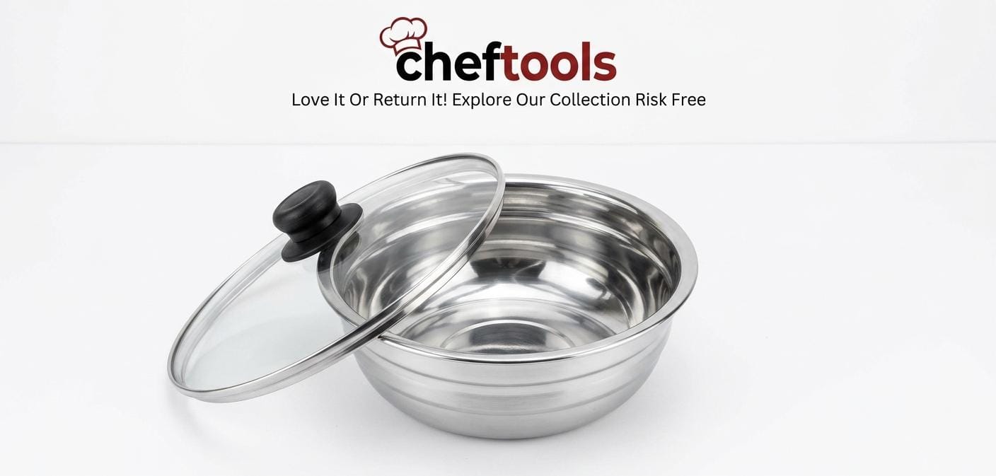 3 piece steel bowl bundle with glass lids - ChefTools