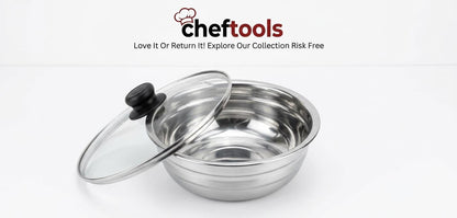 3 piece steel bowl bundle with glass lids - ChefTools