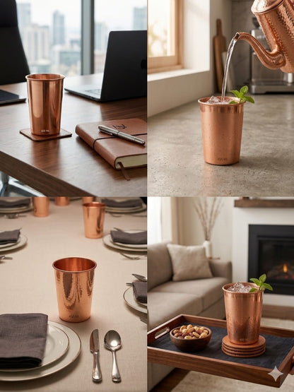 Copper drinking tumbler pure polished detox glass