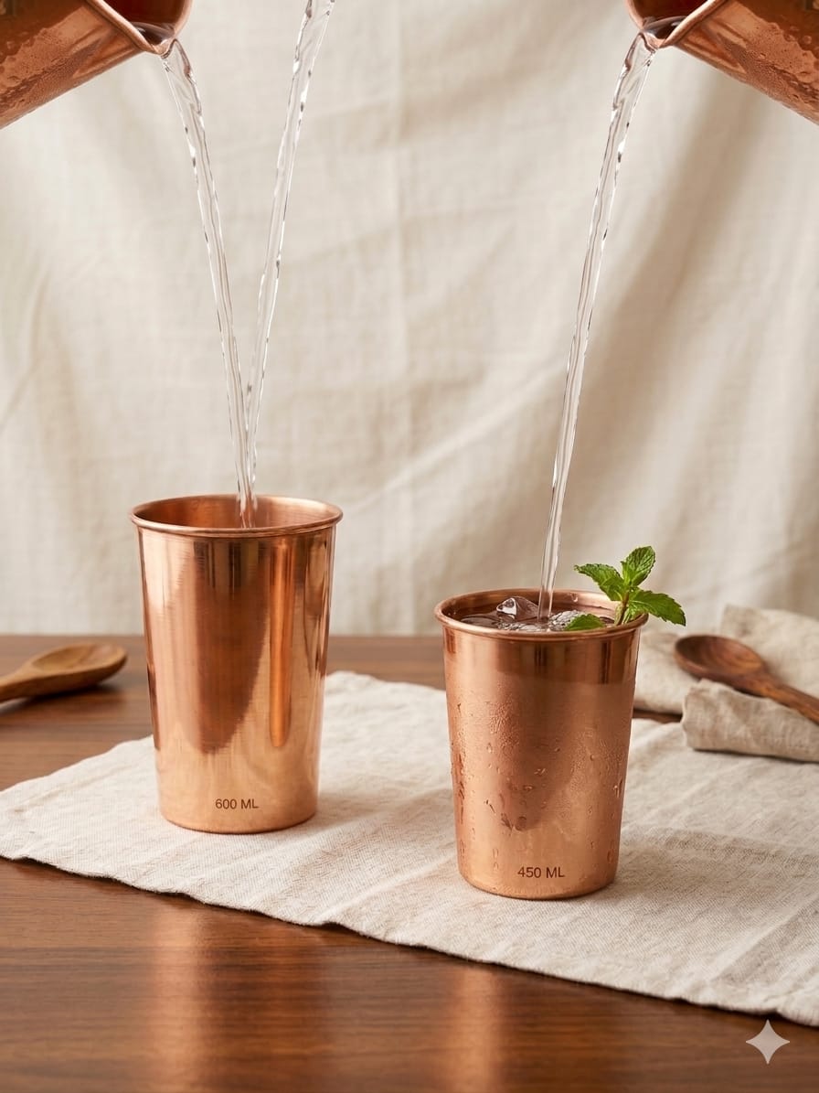 Polished copper tumbler ayurvedic tamra jal glass