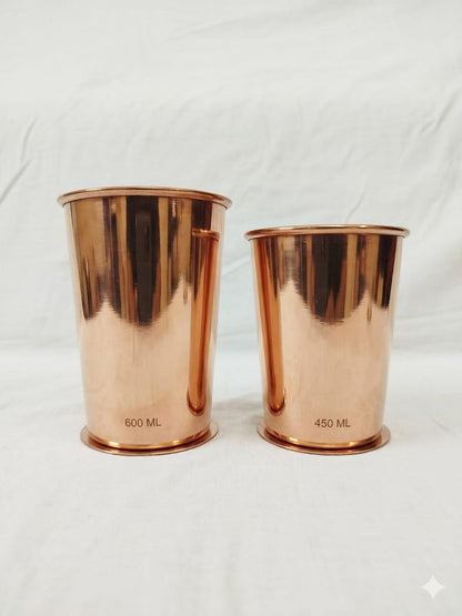 Detox Copper Water Glass 100% Pure Polished Copper Tumbler - 450ML and 600ML sizes