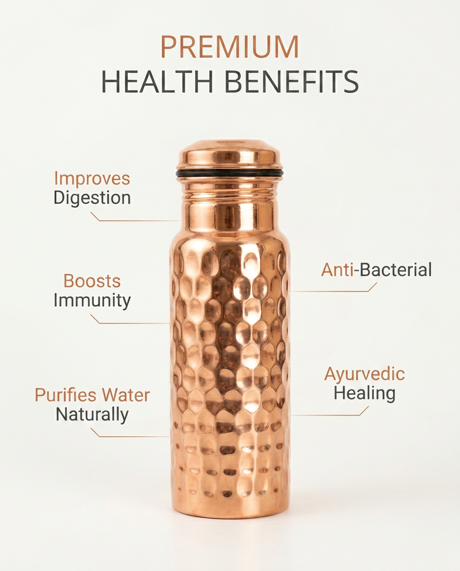 Detox copper bottle hammered design premium shot