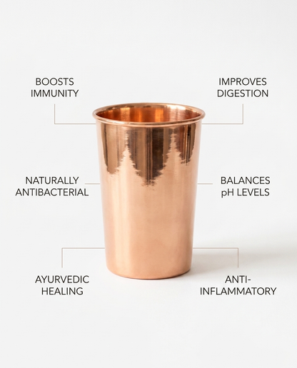 Detox Copper Water Glass – 100% Pure Polished Copper Tumbler