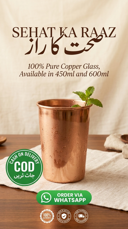 Detox Copper Water Glass – 100% Pure Polished Copper Tumbler