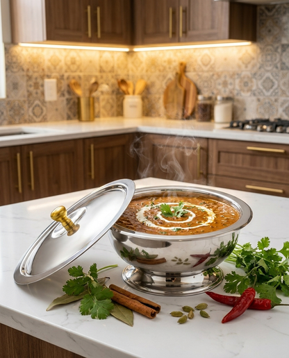 Daawat Bowl – Premium Stainless Steel Serving Bowl with Lid | ChefTools