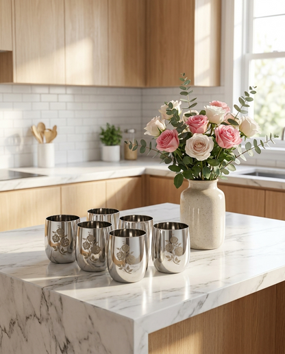 Laser Design Cup Set – 6-Piece Stainless Steel Sipware | ChefTools