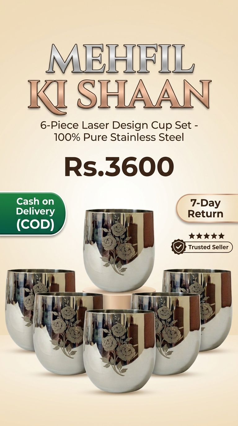 Laser Design Cup Set – 6-Piece Stainless Steel Sipware | ChefTools