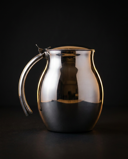 Plain Steel Jug dark background studio hero shot
