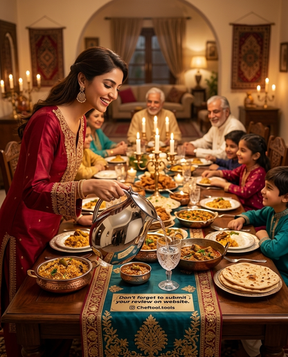Plain Stainless Steel Jug - Pakistani family daawat dinner table lifestyle
