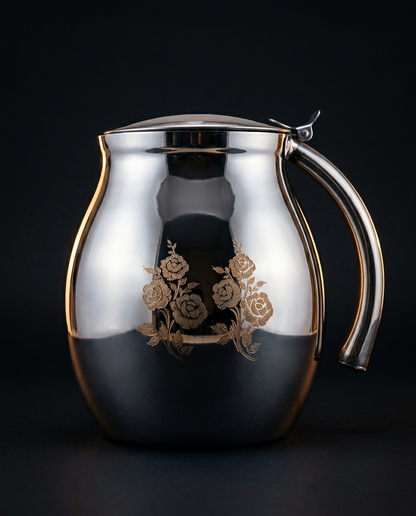 Laser Craft Jug hero studio shot dark background gold rose engraving