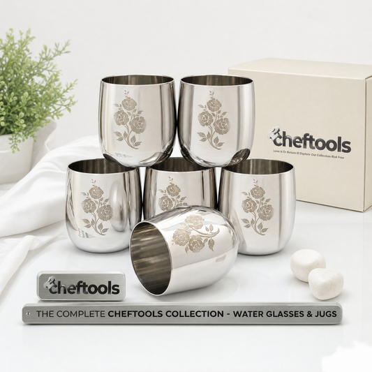 Laser Design Cup Set – 6-Piece Stainless Steel Sipware | ChefTools