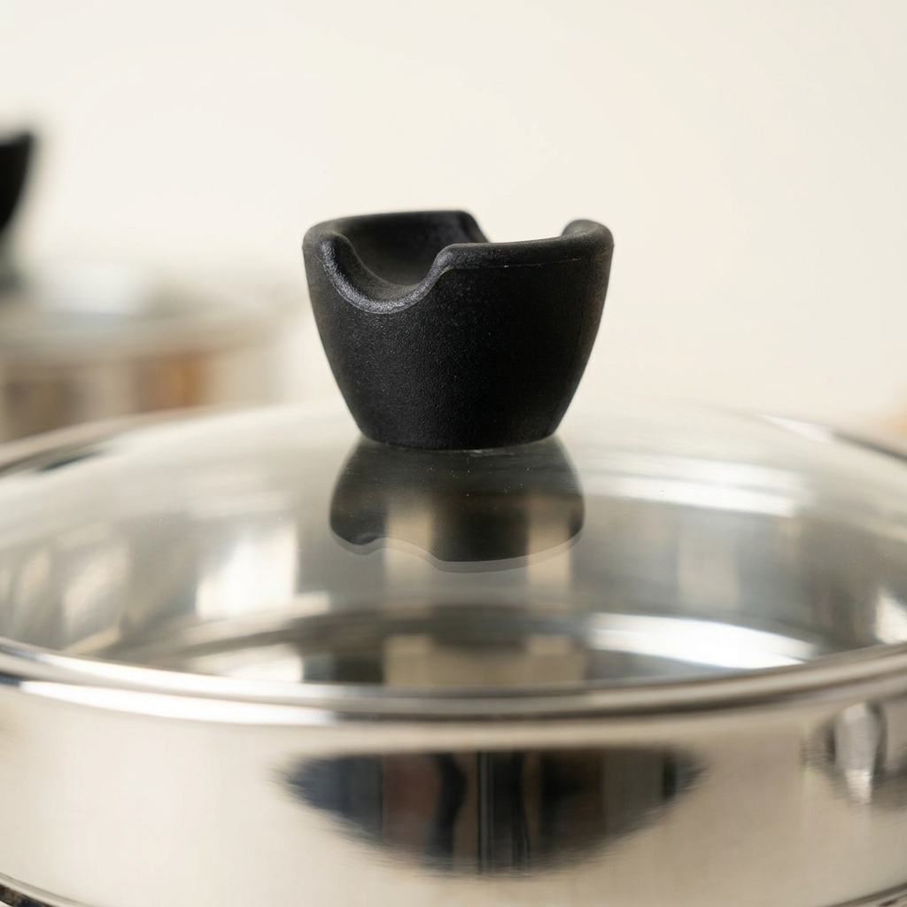 Nesting Steel Serving Bowl Set with Glass Lid – 3Pc | 1400-2000ML