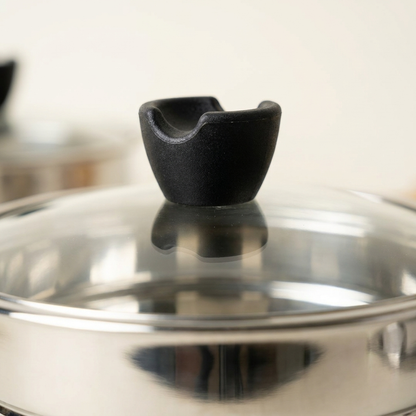 Nesting Steel Serving Bowl Set with Glass Lid – 3Pc | 1400-2000ML