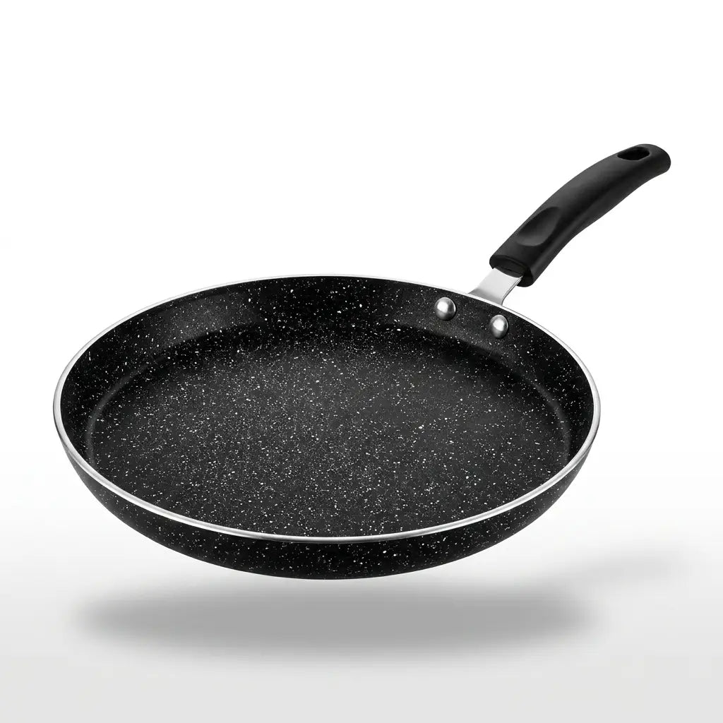 Obsidian Non-Stick Hot Plate single pan floating studio shot black marble finish