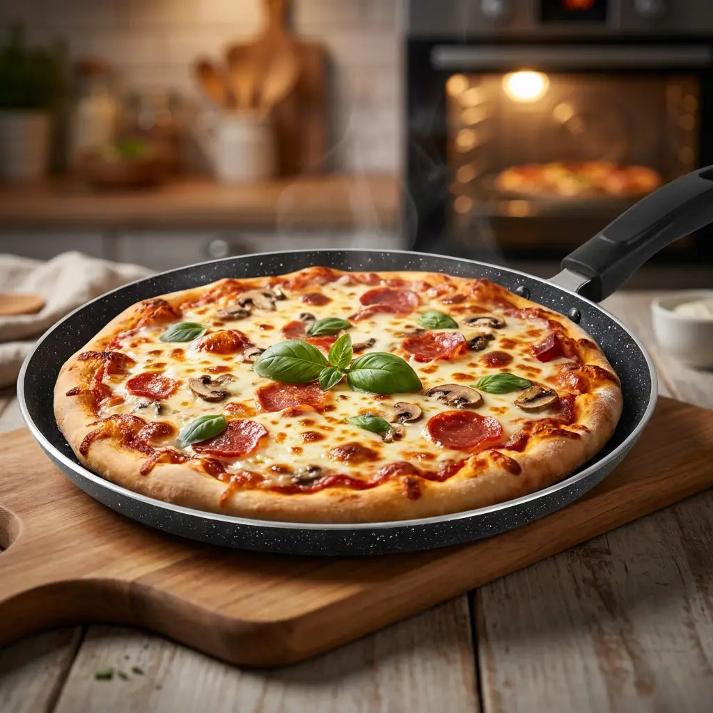 Obsidian Non-Stick Hot Plate – 3-in-1 Tawa, Pizza Pan & Frying Pan | Marble Coating