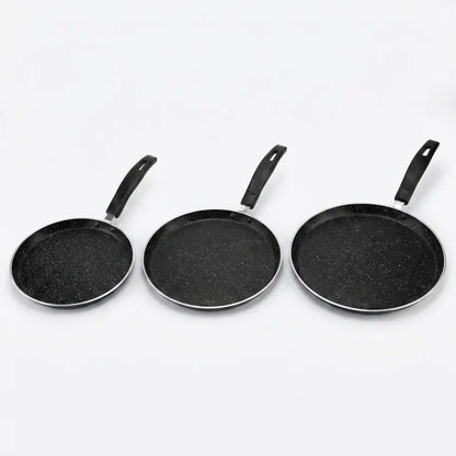 Obsidian Non-Stick Hot Plate 3-in-1 Tawa Pizza Pan Frying Pan - 3 sizes set marble coating