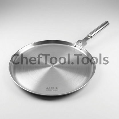 Alpha Steel Hot Plate Double Bottom Stainless Steel Induction Tawa 30CM - Made in Pakistan ChefTools