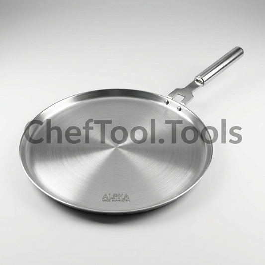 Alpha Steel Hot Plate Double Bottom Stainless Steel Induction Tawa 30CM - Made in Pakistan ChefTools