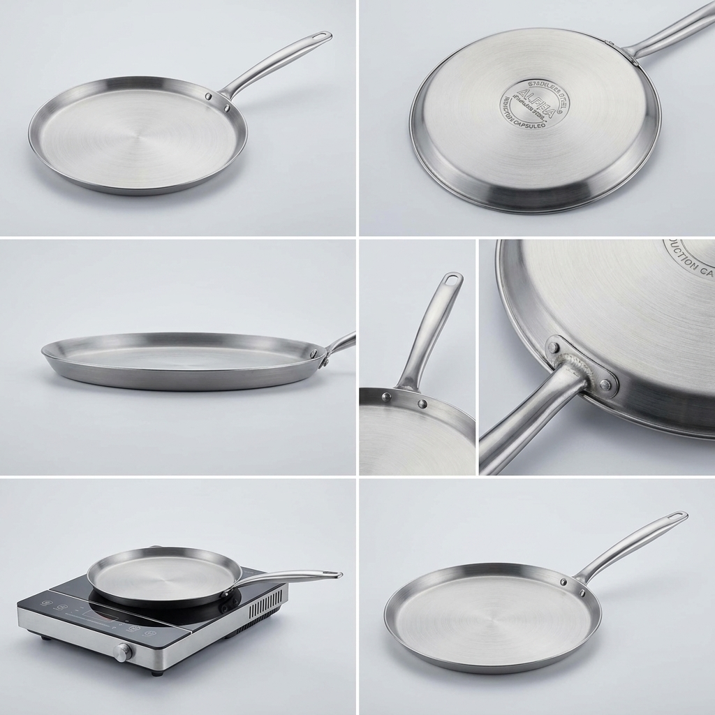 Alpha Steel Hot Plate – Double Bottom Stainless Steel Induction Tawa | 30 CM